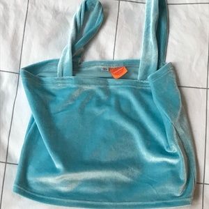 KS Garner Luna crop top in baby blue velvet